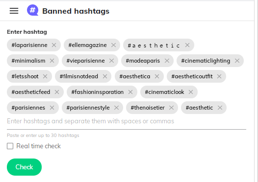 Banned Hashtags