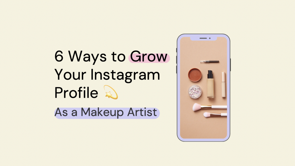 graphic design with big text: how to grow on instagram as a make up artist