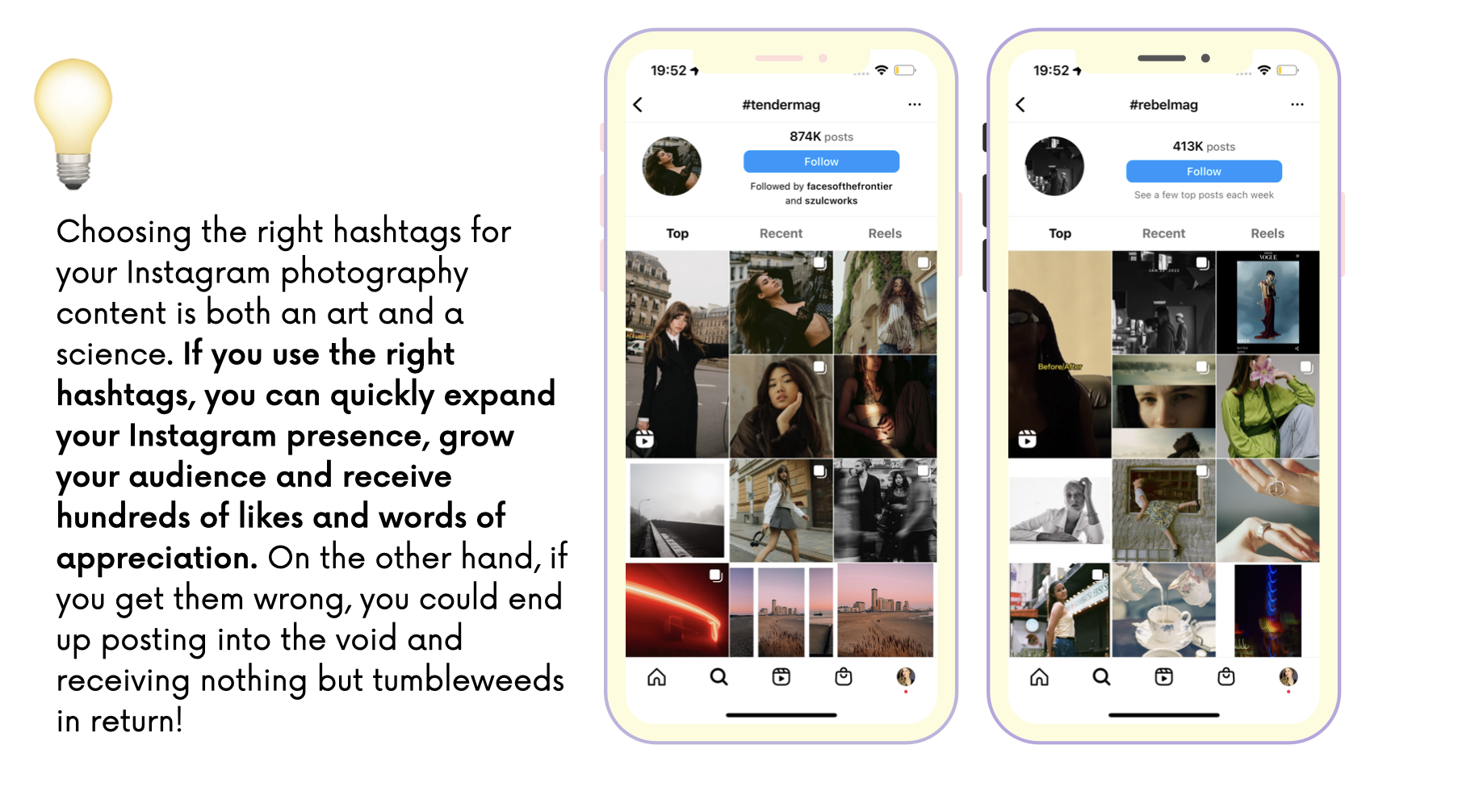screenshot showing how to use instagram hashtags as a photographer