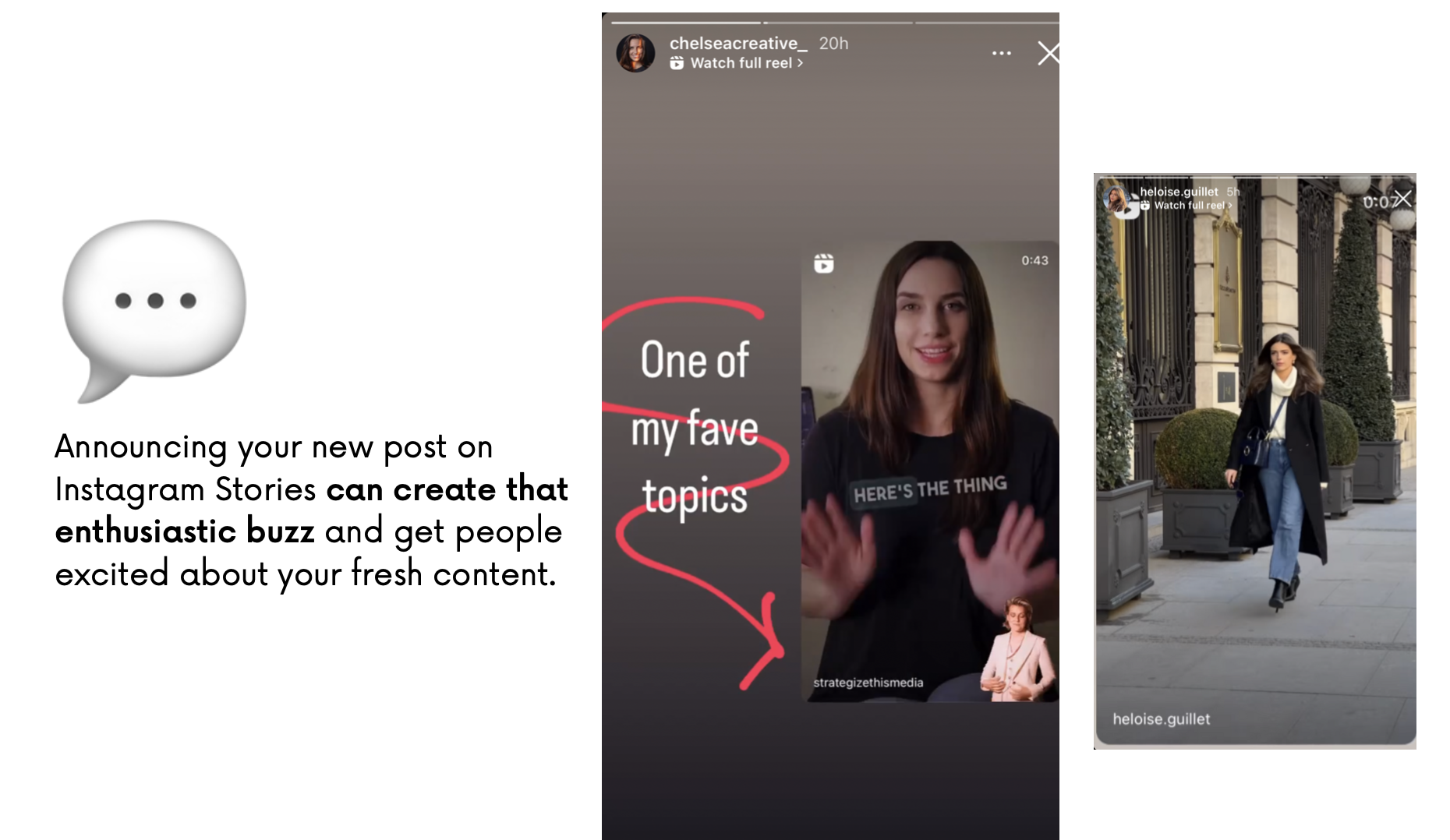 screenshots from instagram app showing the way creators can engage their audience after posting 