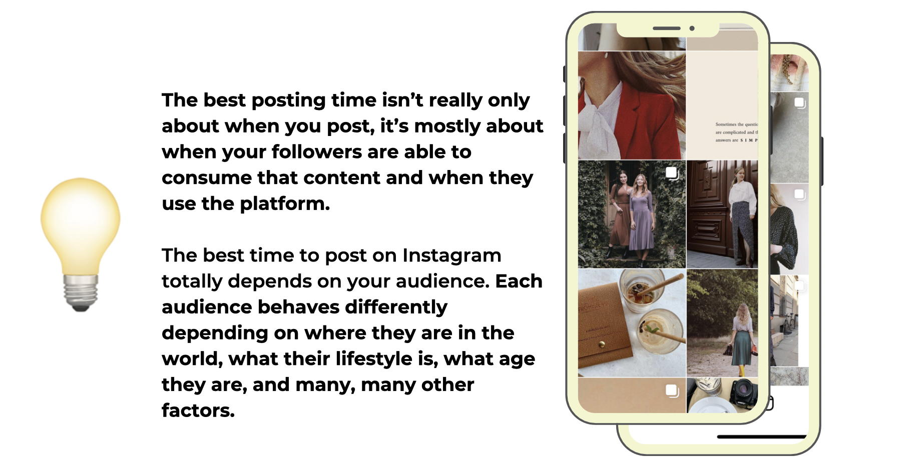 instagram screenshot with a text next to it, explaining how to analyze instagram analytics and how to know which insights tell you what's the best time to post on instagram