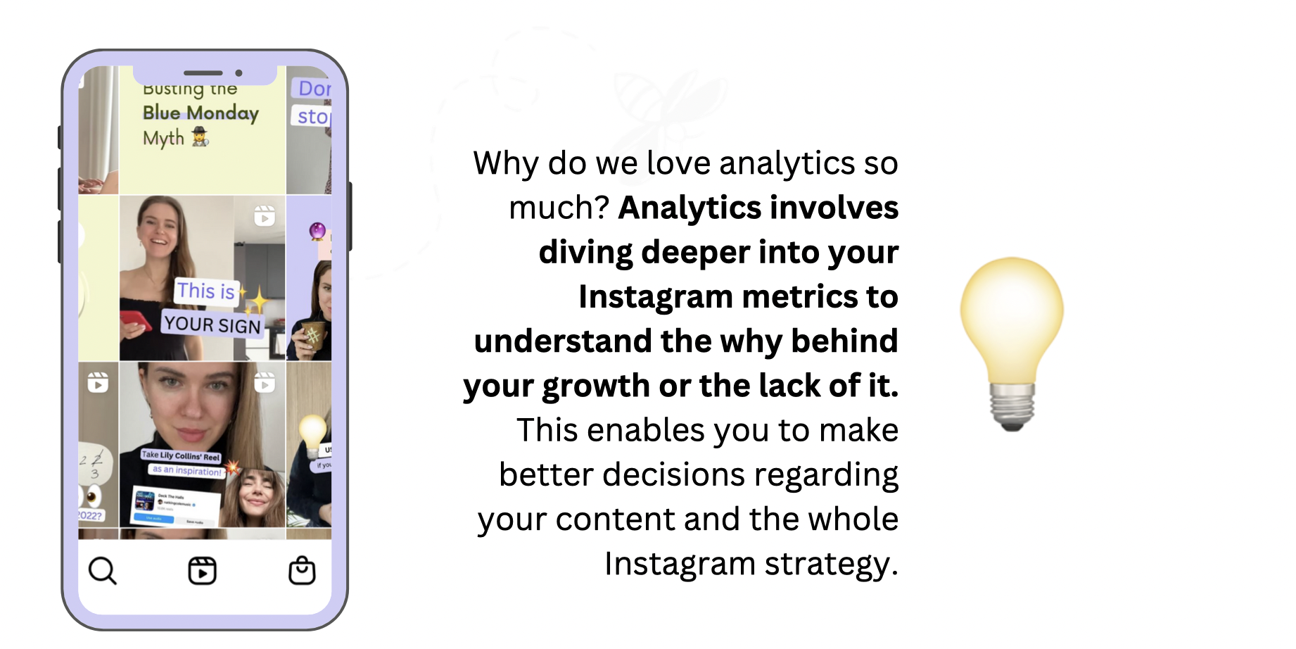 instagram screenshot with a text next to it, explaining how to analyze followers tendencies on instagram and how to know what's the best time to post new content on instagram to get higher engagement and more likes