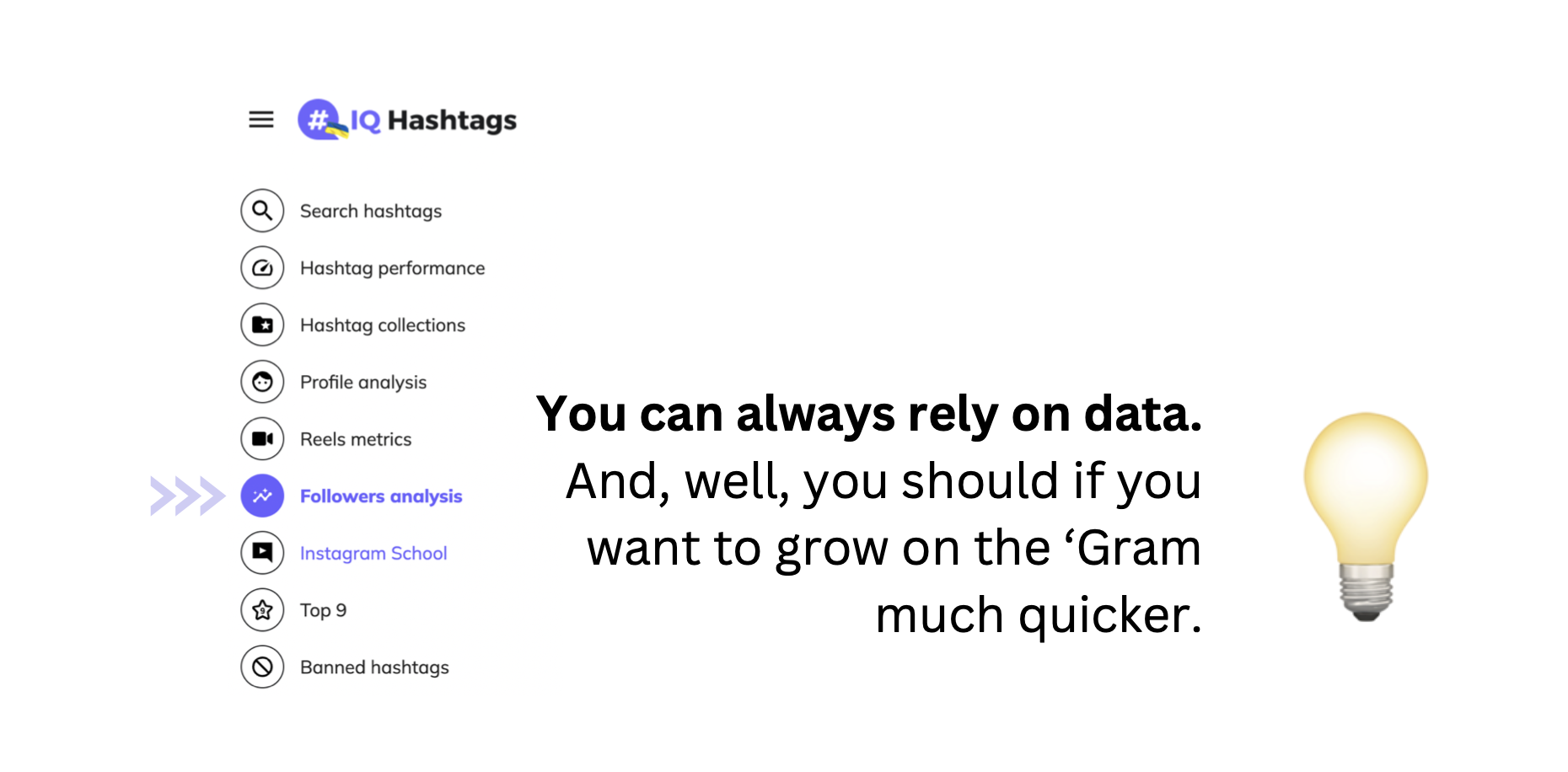 iq hashtags screenshot explaining why analysing instagram insights is so crucial to grow on instagram in 2023