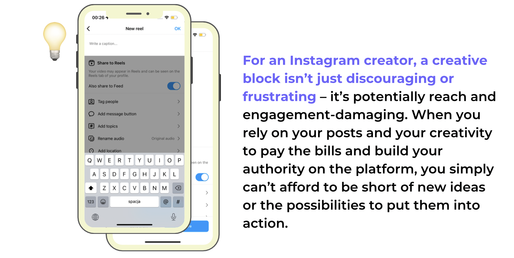 screenshot explaining why being productive is so important when you're an instagram content creator