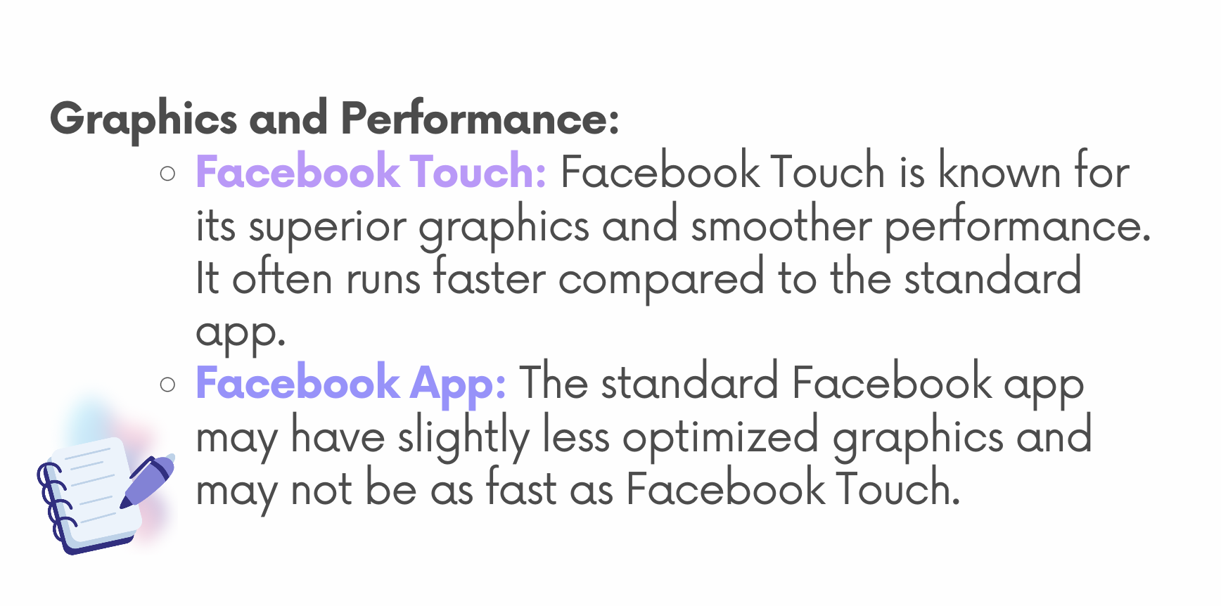 explanation: Differences between Facebook Touch and Facebook 